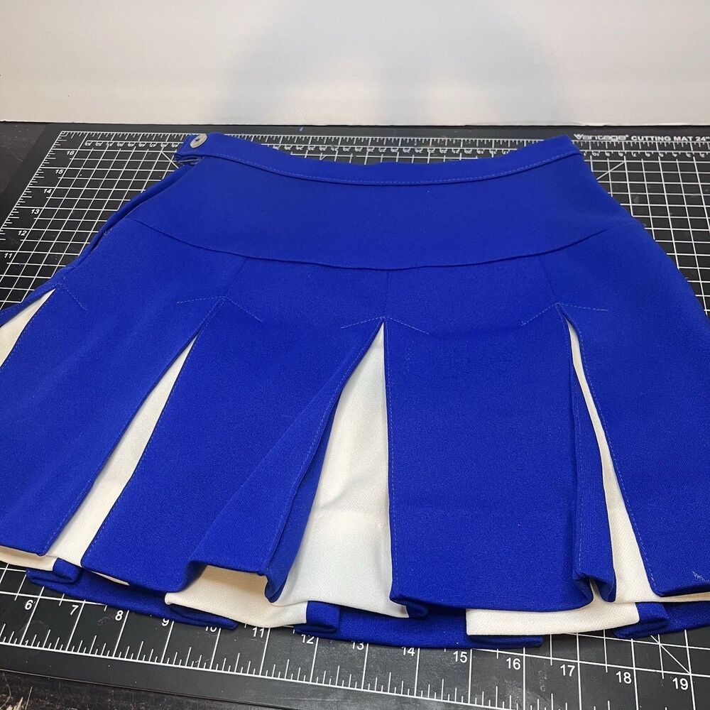 Vintage Cheerleading Pleaded Skirt Sm Sz 7 Blue And White Dehen 24” Waist